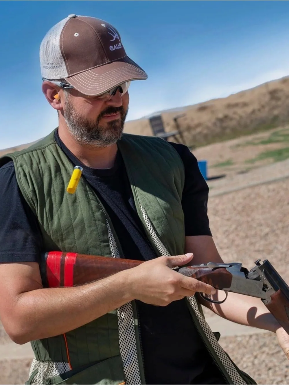 Olive Shooting Vest with Mesh Panels